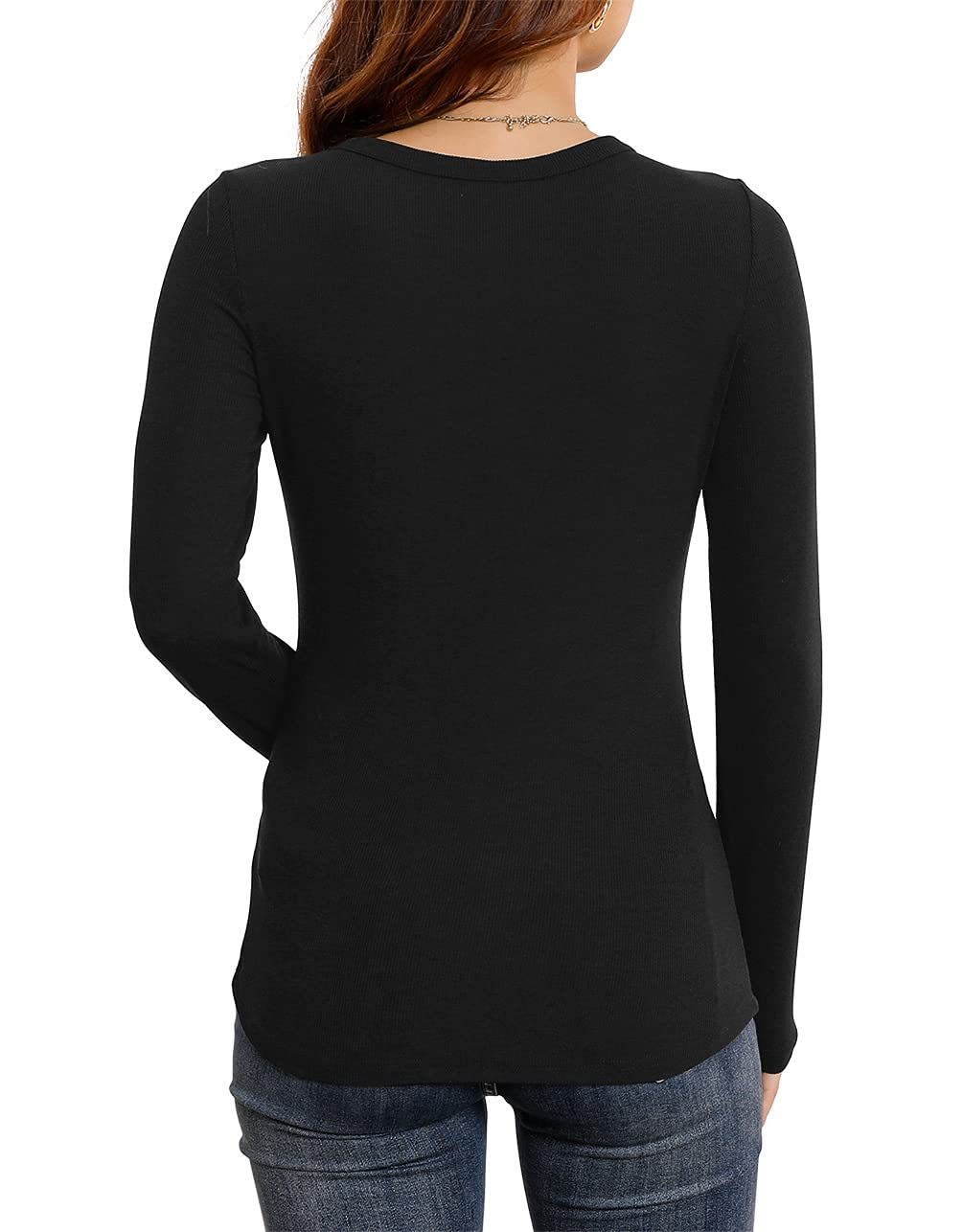 🔥Women's Long Sleeve Stretch Slim Round Neck Ribbed Basic Shirts (BUY 3 FREE SHIPPING)🔥