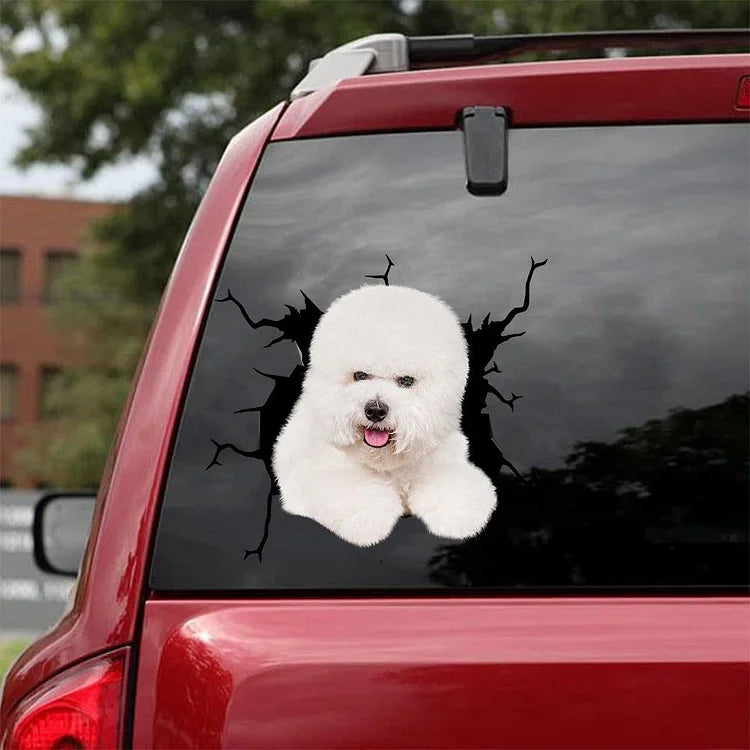 Bichon Frise Crack Car Sticker, Toilet Sticker, Fridge Sticker 2