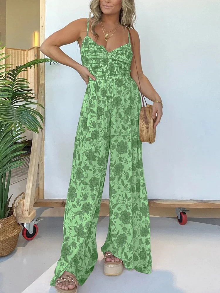 🔥Last Day 49% OFF🔥Floral Suspender Wide-Leg Jumpsuit (Buy 2 Free Shipping)