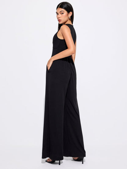 Mother's Day SALE 50%OFF -SOLID SLEEVELESS WIDE LEG JUMPSUIT