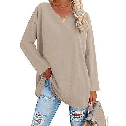 💋Women's loose long sleeve fashion V-neck knit top (Buy 2 Free Shipping)