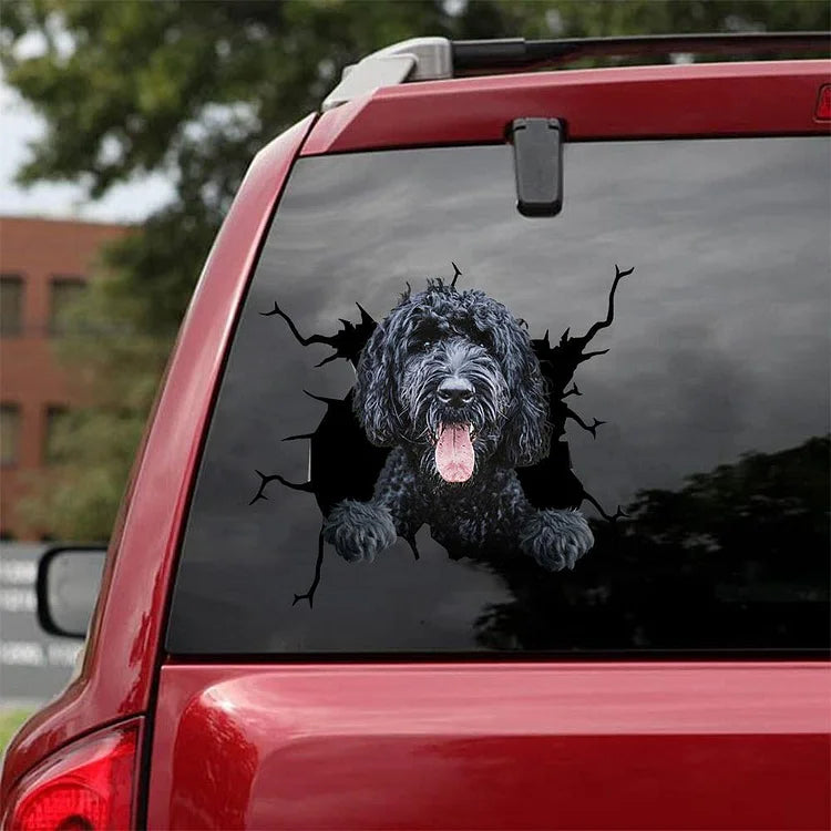 LABRADOODLE CRACK CAR STICKER 13