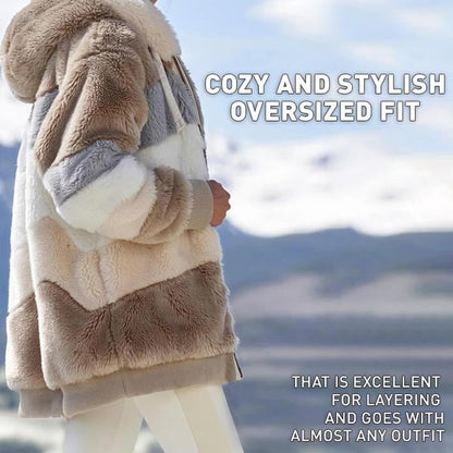 Contrasting Plush Padded Coat 🐑 Buy 2 Free Shipping