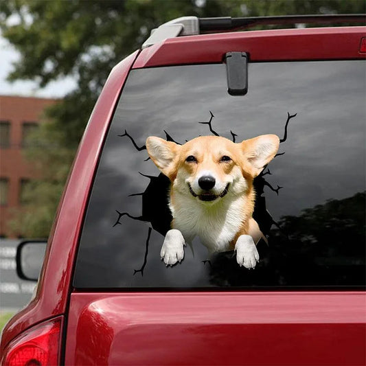 Welsh Corgi Crack Car Sticker, Toilet Sticker, Fridge Sticker 12