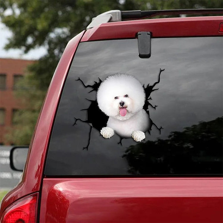 Bichon Frise Crack Car Sticker, Toilet Sticker, Fridge Sticker 18