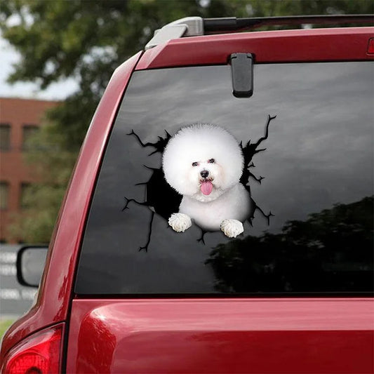 Bichon Frise Crack Car Sticker, Toilet Sticker, Fridge Sticker 18