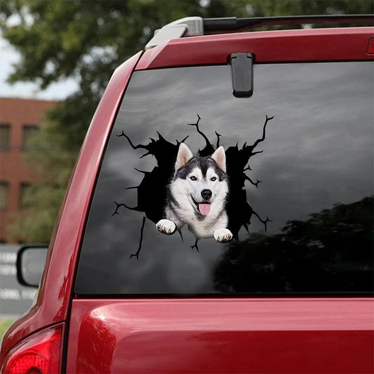 Etiqueta engomada del coche de la grieta del husky siberiano, etiqueta engomada del retrete, etiqueta engomada del refrigerador 33