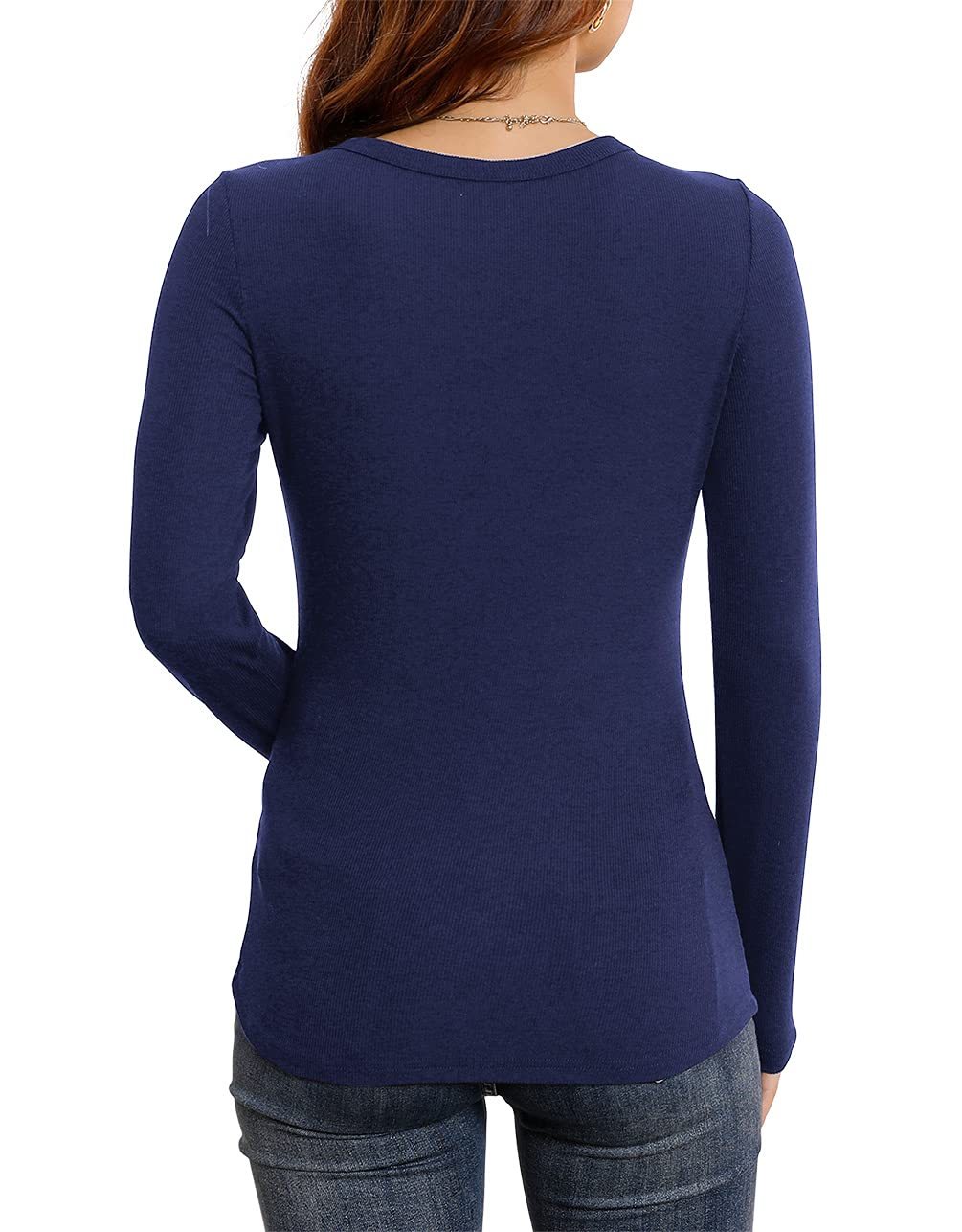 🔥Women's Long Sleeve Stretch Slim Round Neck Ribbed Basic Shirts (BUY 3 FREE SHIPPING)🔥