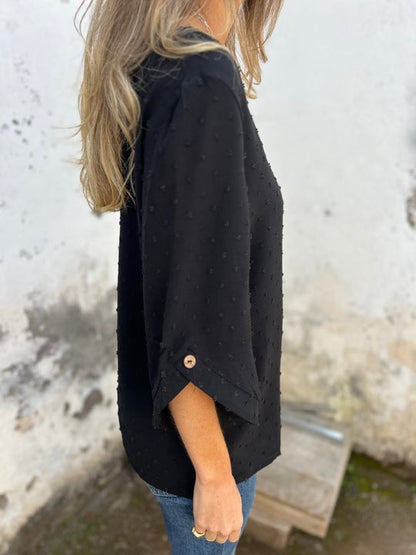 🔥 Round Neck Embroidered Large Cuffs Casual Shirt