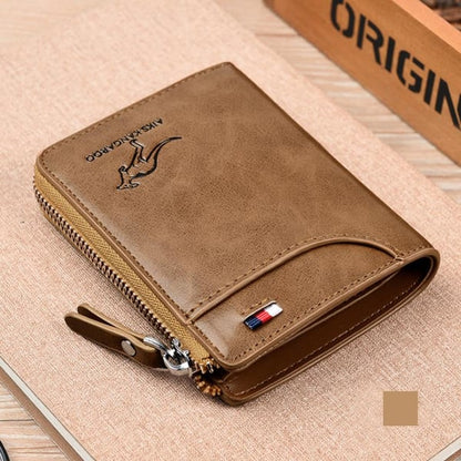 (🎁2024-Gran oferta navideña🎁) Cartera para hombre con cremallera, monedero de cuero genuino (PROTECCIÓN RFID)