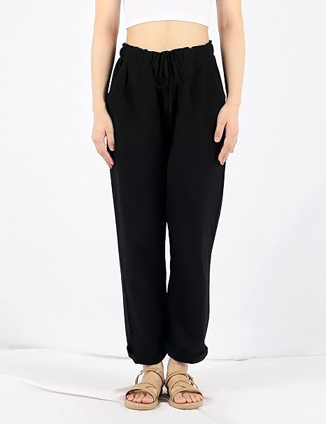 🔥Plus Size Solid Color Elastic Waist Loose Cropped Trousers