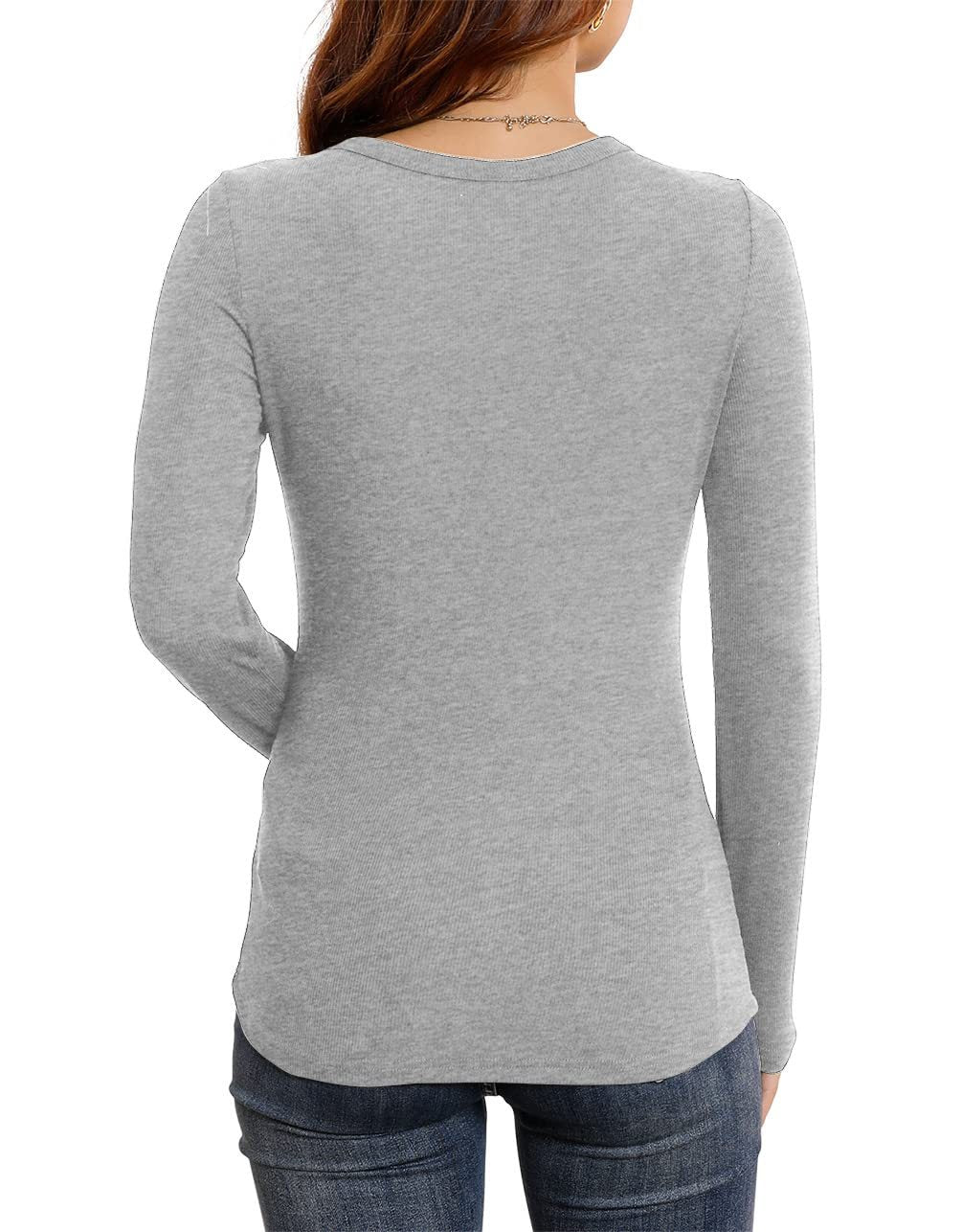 🔥Women's Long Sleeve Stretch Slim Round Neck Ribbed Basic Shirts (BUY 3 FREE SHIPPING)🔥