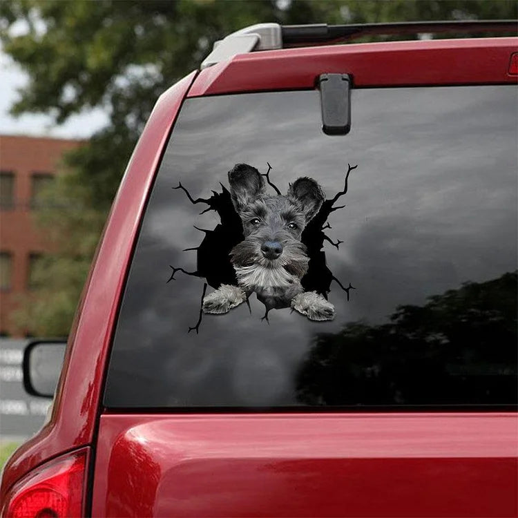 Miniature Schnauzer Crack Car Sticker, Toilet Sticker, Fridge Sticker 7