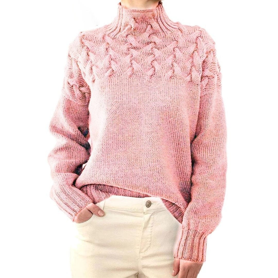 Women's Jumper Turtleneck Cable Knit Braided Fall Winter Pullover Sweater