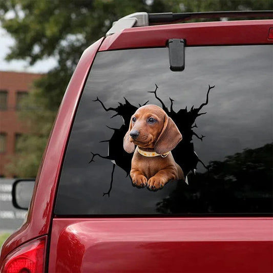 Dachshund Crack Car Sticker, Toilet Sticker, Fridge Sticker (18)