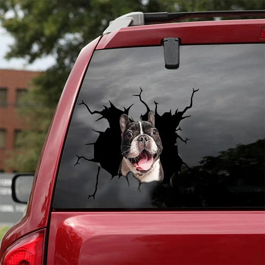 French Bulldog Crack Car Sticker, Toilet Sticker, Fridge Sticker (23)