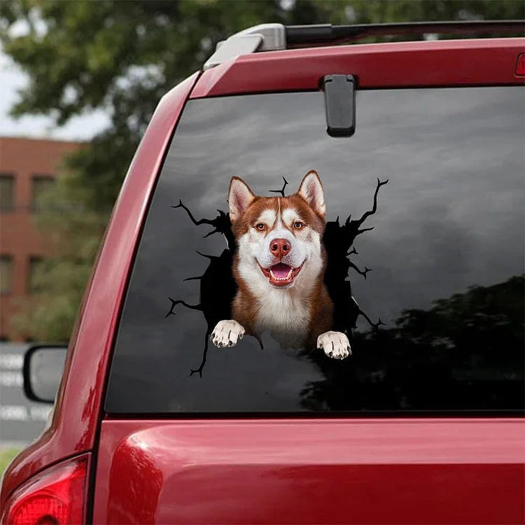 Siberian Husky Crack Car Sticker, Toilet Sticker, Fridge Sticker 40