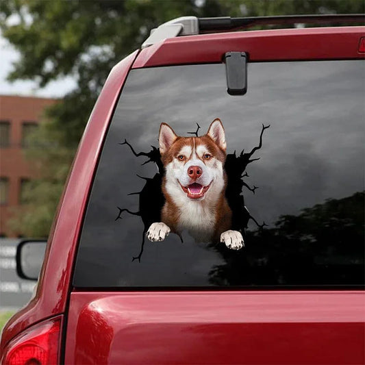 Etiqueta engomada del coche de la grieta del husky siberiano, etiqueta engomada del retrete, etiqueta engomada del refrigerador 40