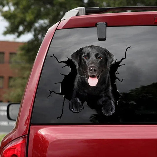 Autocollant de voiture crack Labrador Retriever noir, autocollant de toilette, autocollant de réfrigérateur 3