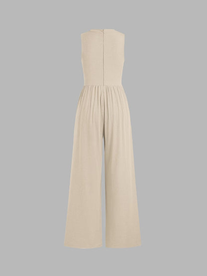 Mother's Day SALE 50%OFF -SOLID SLEEVELESS WIDE LEG JUMPSUIT