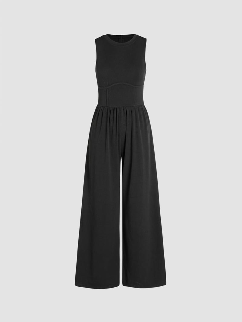 Mother's Day SALE 50%OFF -SOLID SLEEVELESS WIDE LEG JUMPSUIT