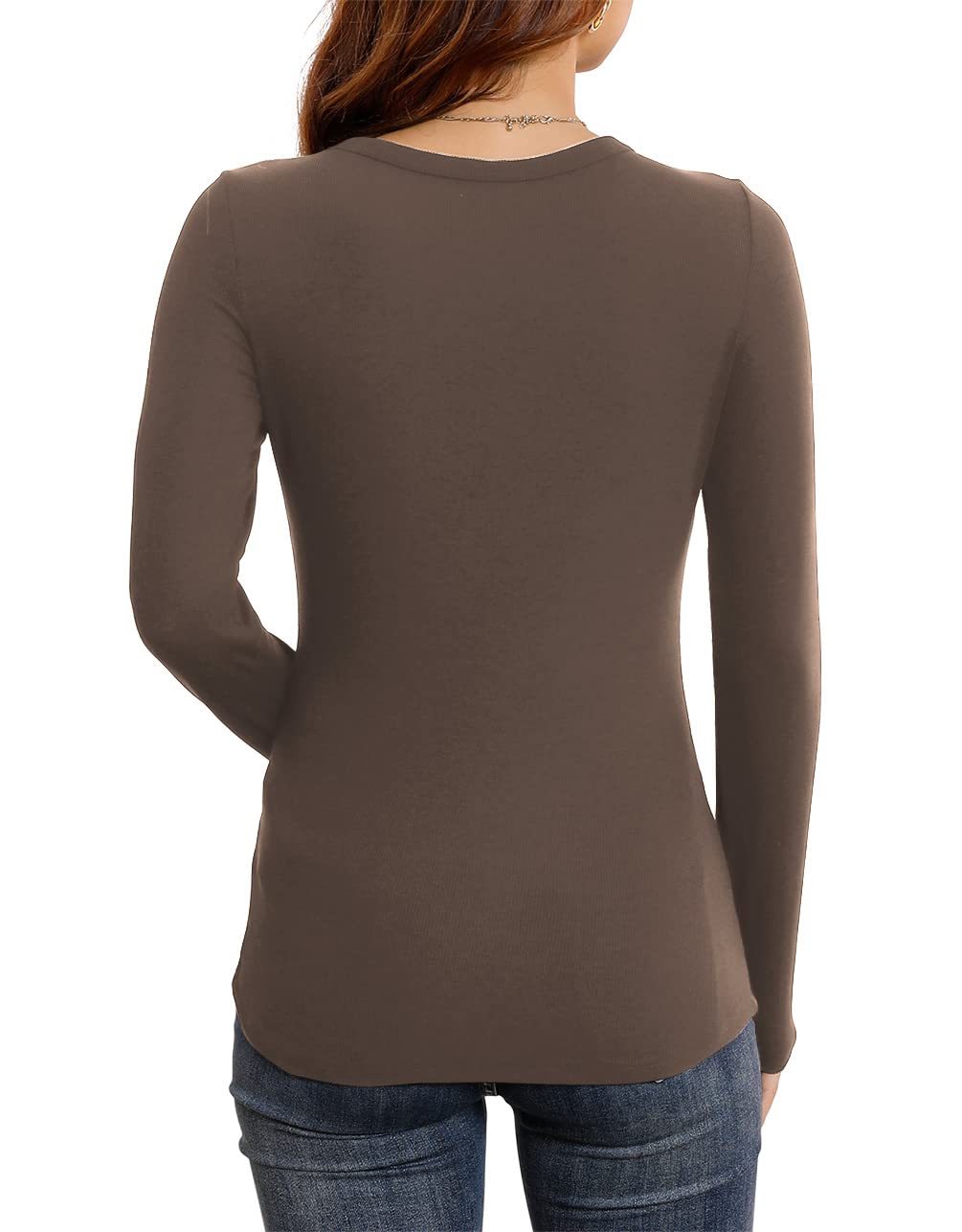 🔥Women's Long Sleeve Stretch Slim Round Neck Ribbed Basic Shirts (BUY 3 FREE SHIPPING)🔥