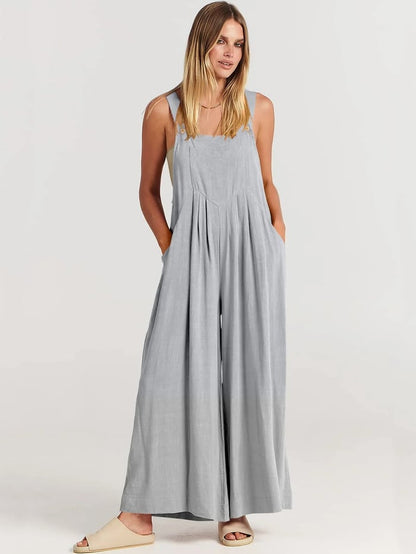 Last Day 70% OFF🔥Women's Sleeveless Wide Leg Jumpsuit with Pockets