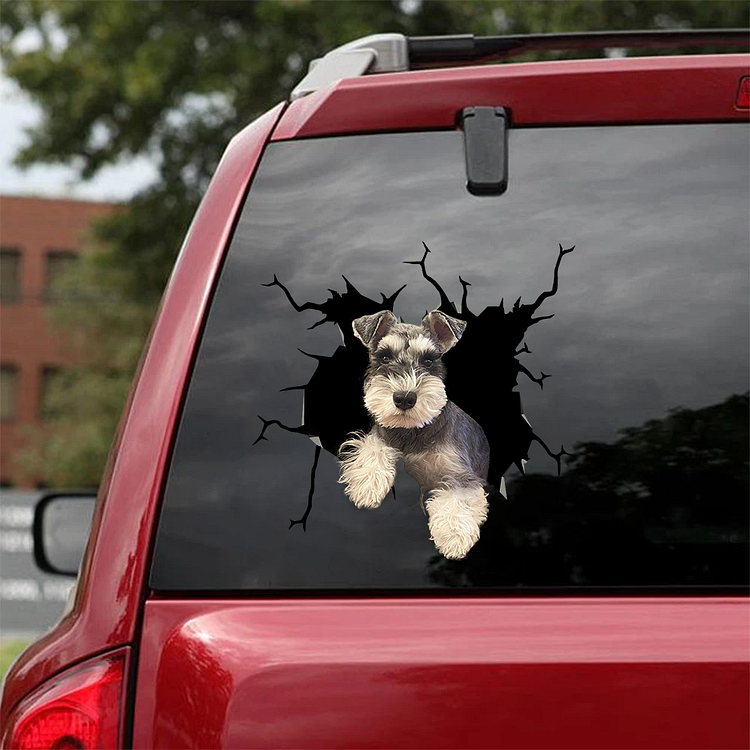 Schnauzer Crack Car Sticker, Toilet Sticker, Fridge Sticker 12