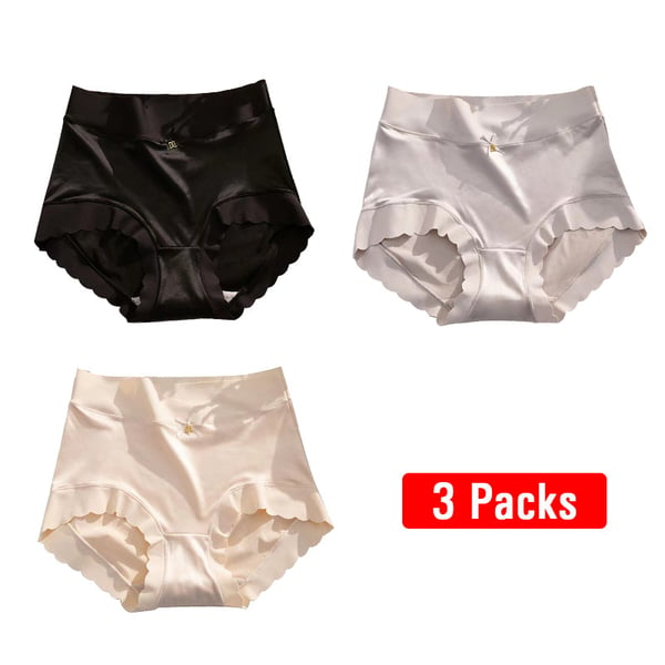 Payez 1, obtenez 2 (3 paquets) de culottes absorbant l'humidité en soie glacée antibactérienne en satin de qualité supérieure