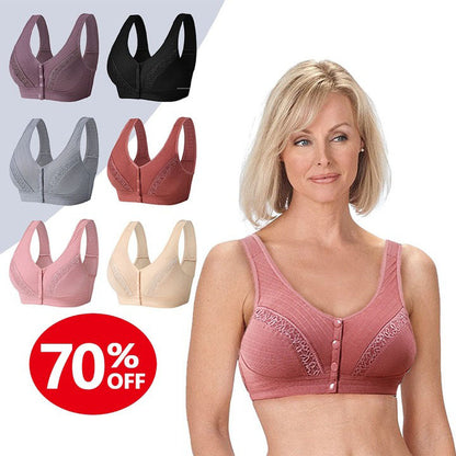 Achetez-en 2, obtenez-en 1 gratuit-2024 Soutien-gorge en coton respirant et doux pour la peau avec boutons sur le devant