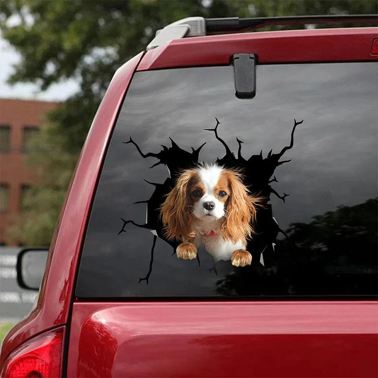 Cavalier King Charles Spaniel Crack Car Sticker, Toilet Sticker, Fridge Sticker 13