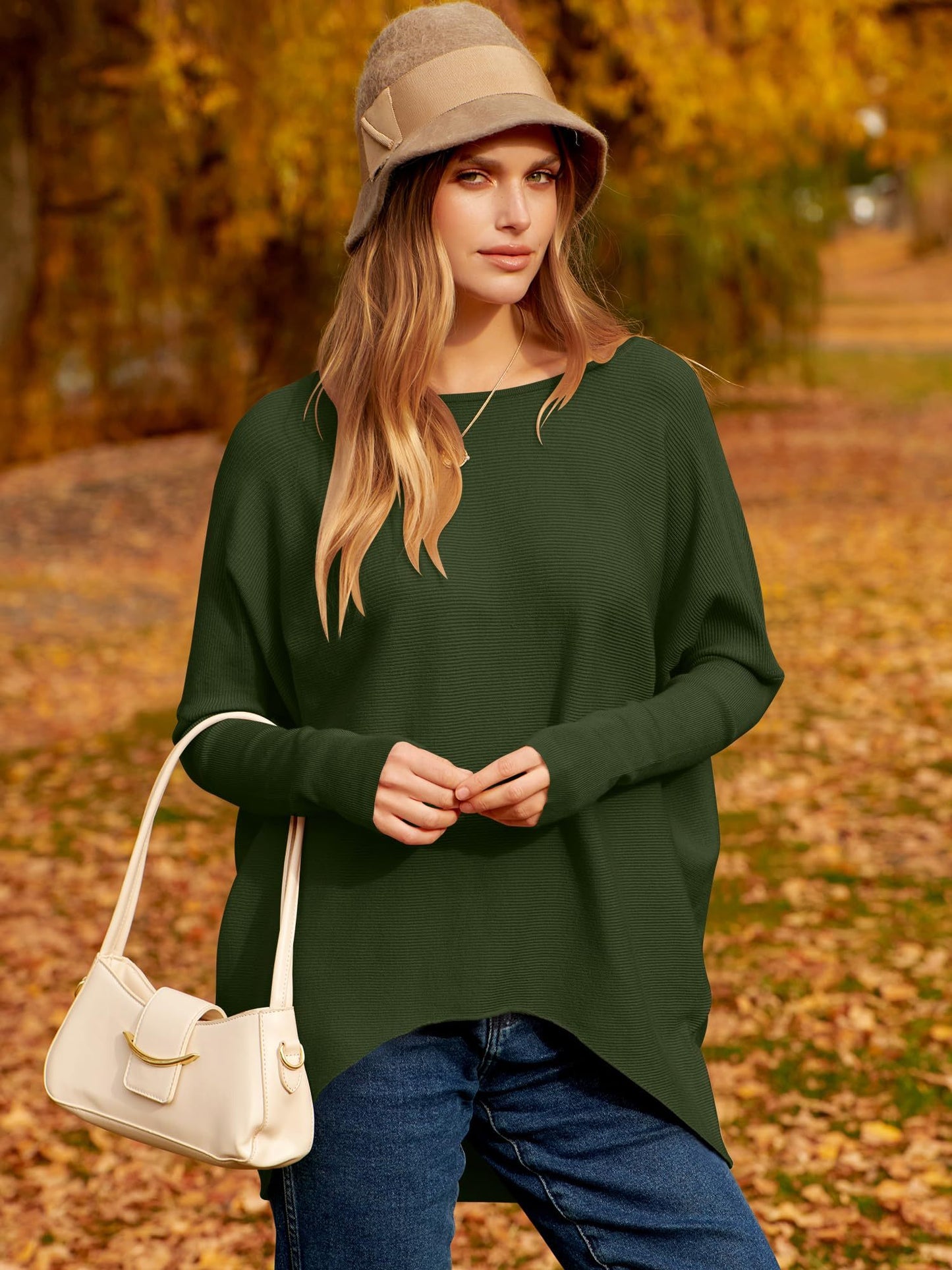 ✨Hot Sale 70% OFF⭐women's Irregular Oversized Dolman Sleeve Knitted Pullover