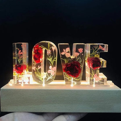 💌Spell your lover's name🌸Dried Floral Resin Letters Night Light💞