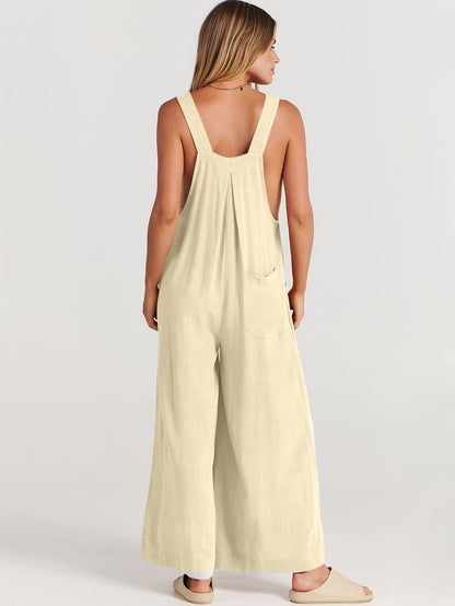 Last Day 70% OFF🔥Women's Sleeveless Wide Leg Jumpsuit with Pockets