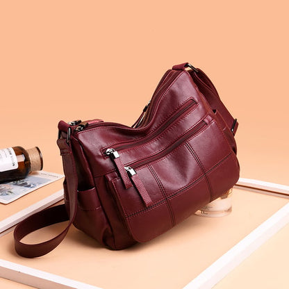 Bolsos De Un Solo Hombro Combinados De Cuero Suave De Moda 