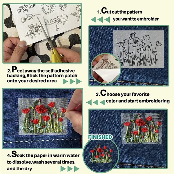 🔥LAST DAY 50% OFF - WATER SOLUBLE FLOWER PATTERNS FOR EMBROIDERY 🔥BUY 3 ITEMS AND SAVE 10%