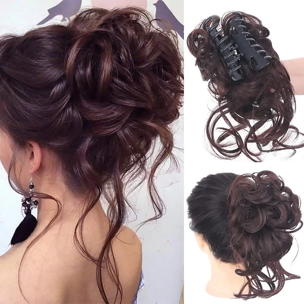 Morceau de cheveux chignon bouclé 