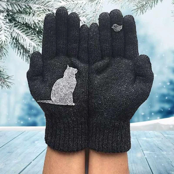 Guantes de algodón con forma de abanico de gato 