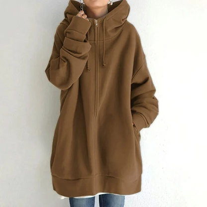 Women's Autumn/Winter Sweater Zipper Hooded Long Plus Sweater