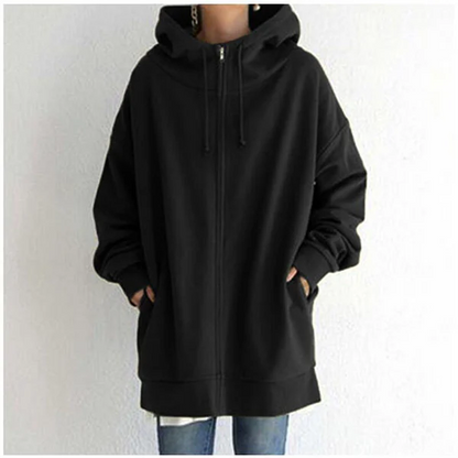 Women's Autumn/Winter Sweater Zipper Hooded Long Plus Sweater