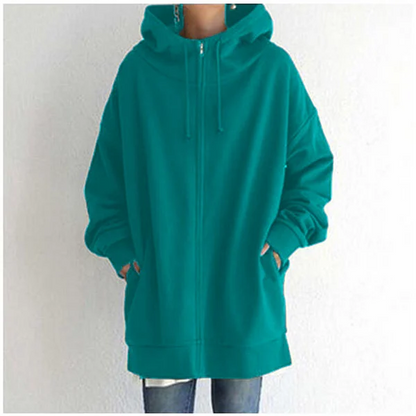 Women's Autumn/Winter Sweater Zipper Hooded Long Plus Sweater