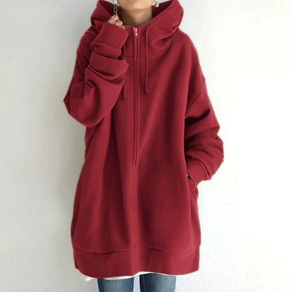 Women's Autumn/Winter Sweater Zipper Hooded Long Plus Sweater