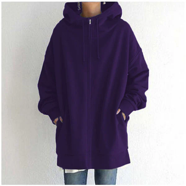 Women's Autumn/Winter Sweater Zipper Hooded Long Plus Sweater