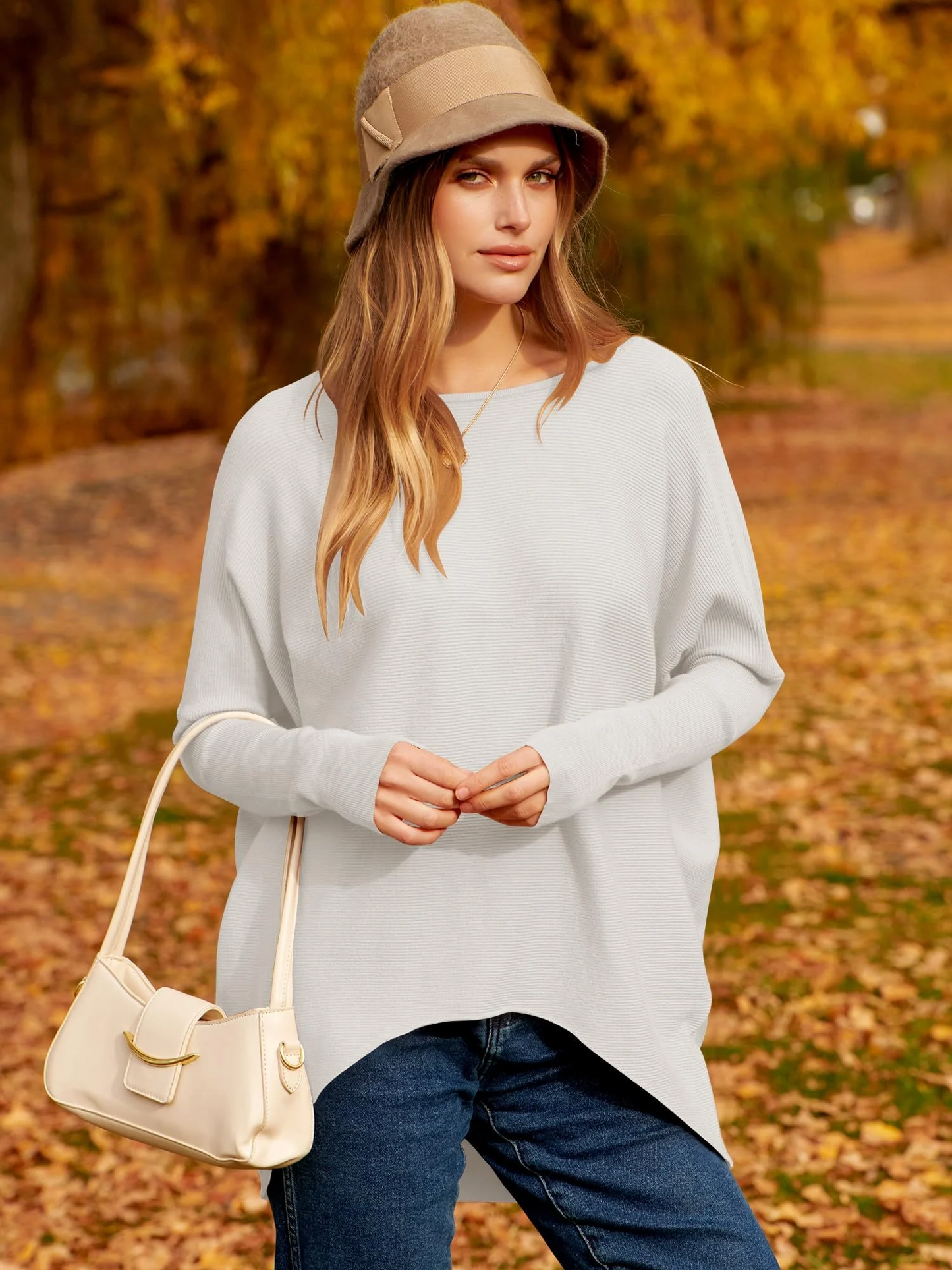 ✨Hot Sale 70% OFF⭐women's Irregular Oversized Dolman Sleeve Knitted Pullover