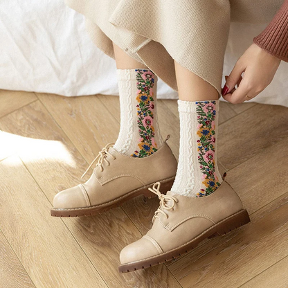 Hot Sale-Vintage Embroidered Floral Socks