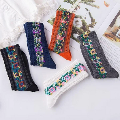 Hot Sale-Vintage Embroidered Floral Socks