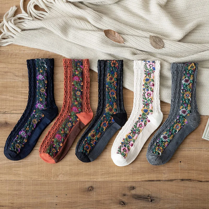 Hot Sale-Vintage Embroidered Floral Socks