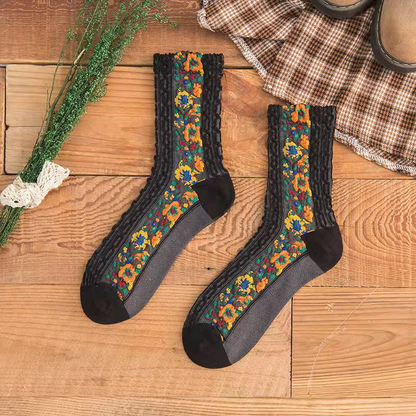 Hot Sale-Vintage Embroidered Floral Socks