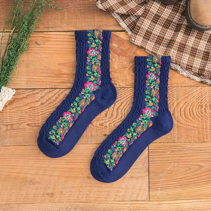 Hot Sale-Vintage Embroidered Floral Socks