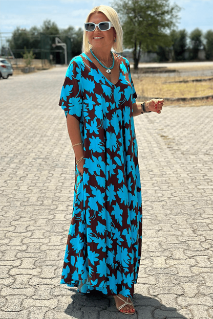 Casual Floral V-Neck Maxi Dress